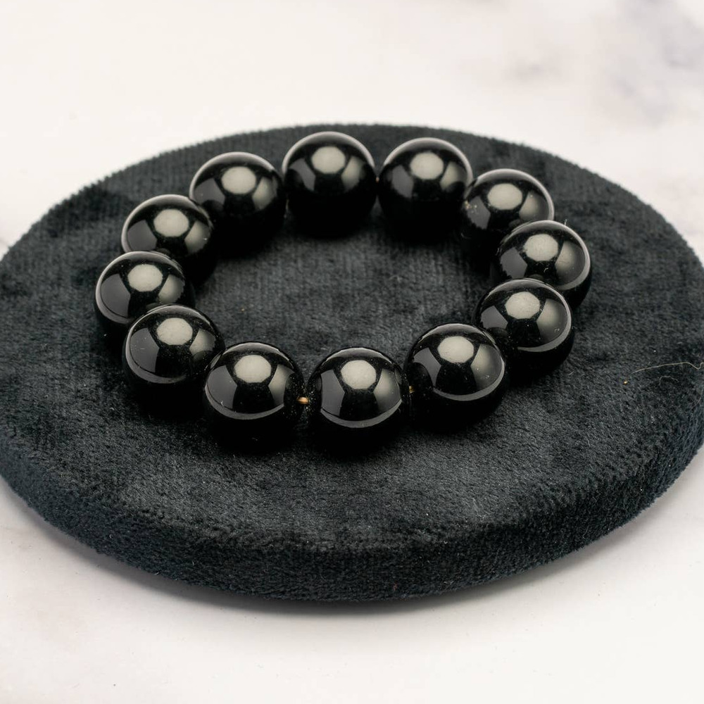 Vintage Black iridescent ball stretch bracelet